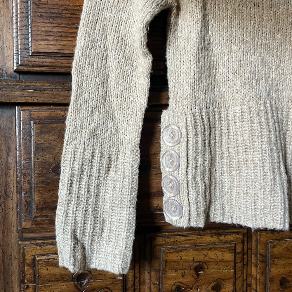 Daytrip Beige Cowl Neck Sweater with Buttons - Picture 7 of 8